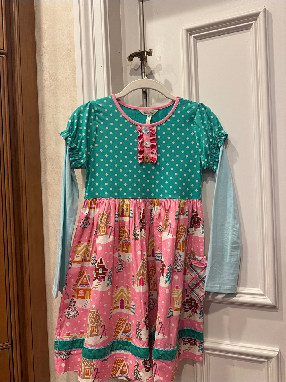 Matilda Jane Teal, Pink & Light Blue Polka Dot Holiday Dress